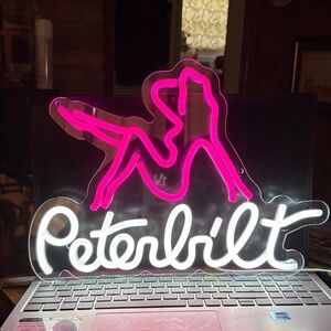 Peterbilt Pink and White Neon Sign used a usb, so you can have this anywhere!🤩,